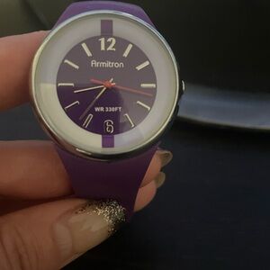 💜 ARMITRON- Women's Quartz Sport Watch with Resin Strap, Purple, NWOT